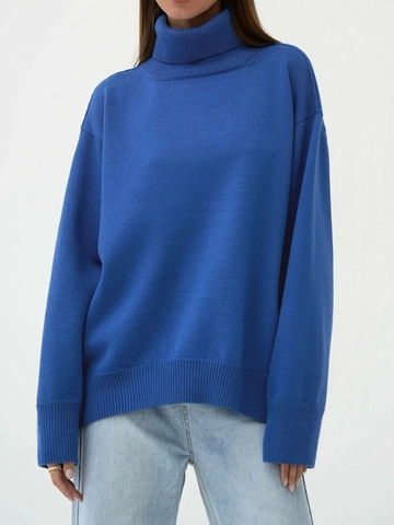 Suéter De Cuello Tortuga Para Mujer Oversized Color Sólido Manga Larga Jersey De Punto Suave Top Casual