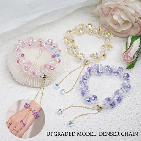 Bracelet En Perles De Cristal Fait Main Avec Chaîne Dorée Ajustable Cordon Coulissant Boucle AB Pour Femmes