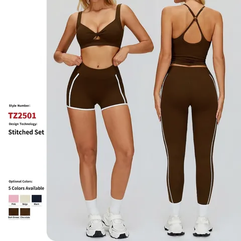Women Yoga Top And Pants Naked Feeling Nylon Spandex Color Block Hollow Back Fitness Gym Workout Activewear