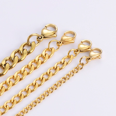 Collar De Cadena De Eslabones Para Hombre Acero Inoxidable 304 Chapado En Oro 18k Joyería Hip Hop Minimalista
