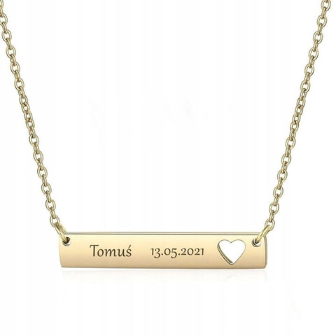 Vertical Bar Pendant Necklace Stainless Steel Hollow Heart Geometric Simple Elegant Jewelry For Women