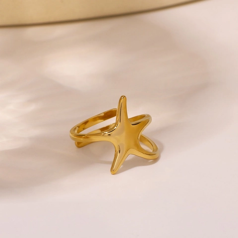 Anello Aperto Stella Marina In Acciaio Inossidabile Da Donna Regolabile Linea Avvolta Gioielli Stile Ins Moderno