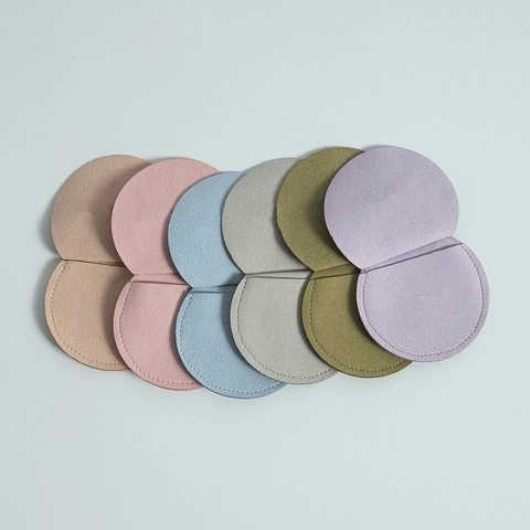 Microfiber Jewelry Pouch Round Mini Suede Velvet Storage Bag Envelope Flap For Rings Earrings Necklaces Portable Travel
