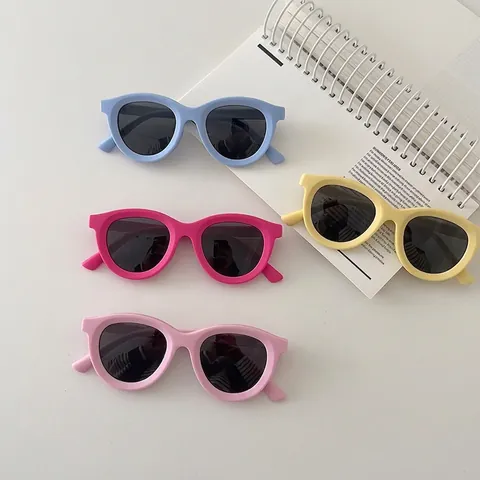 Kids Polarized Sunglasses Matte Silicone Frame UV Protection Round Shades Eyewear For Boys Girls Summer Outing