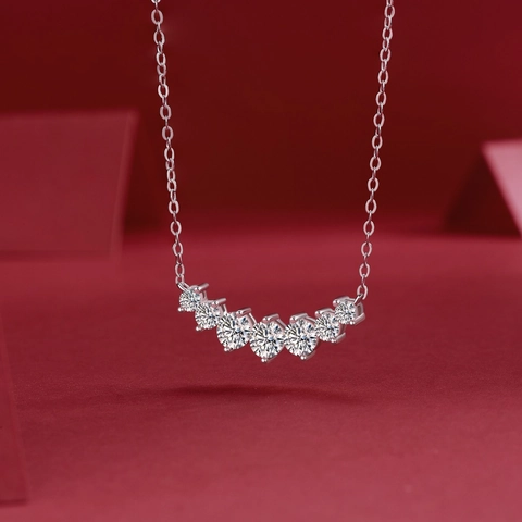 925 Sterling Silver Moissanite Arch Smile Pendant Necklace For Women Luxury D Color 3EX Necklace Jewelry With GRA Certificate