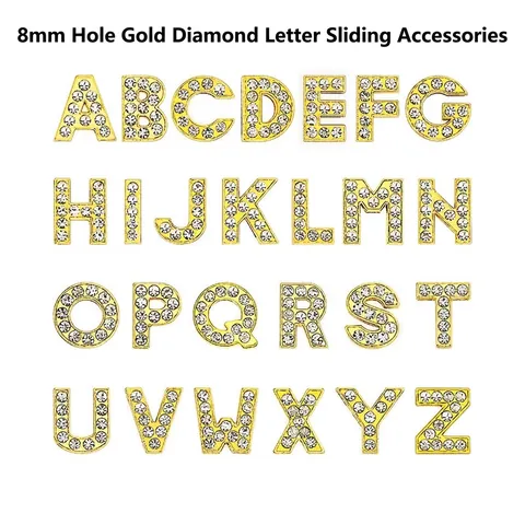 Strass Alphabet Buchstaben Schieber Charms Legierung Kristall Initial Perlen Für DIY Schmuck Armband Tierhalsbänder