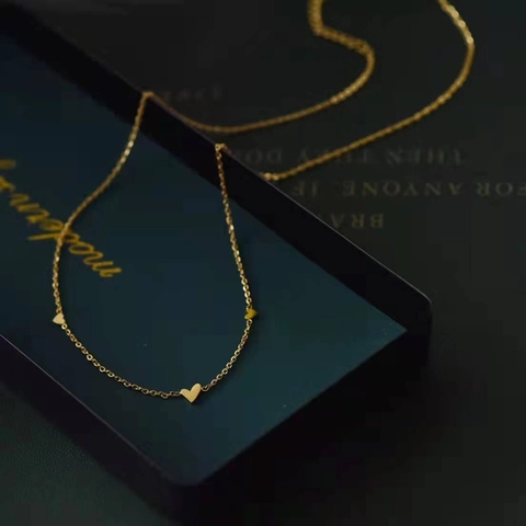 Collana Con Pendente Triplo Cuore Acciaio Al Titanio Placcato Oro Gioielli Minimalisti Eleganti Da Donna