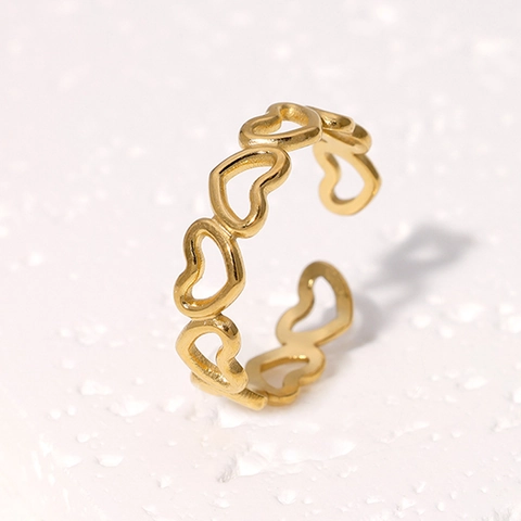 Herzform Edelstahl Ring Hohl Süß Minimalistisch Verstellbar Offenes Band Schmuck Für Damen