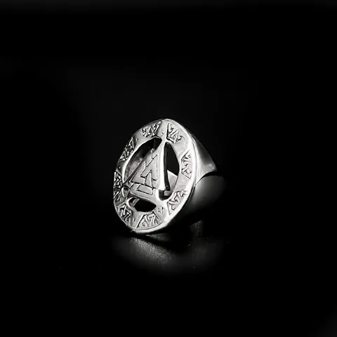Men Viking Valknut Ring Stainless Steel Retro Punk Nordic Rune Geometric Signet Finger Ring Jewelry For Men Gift