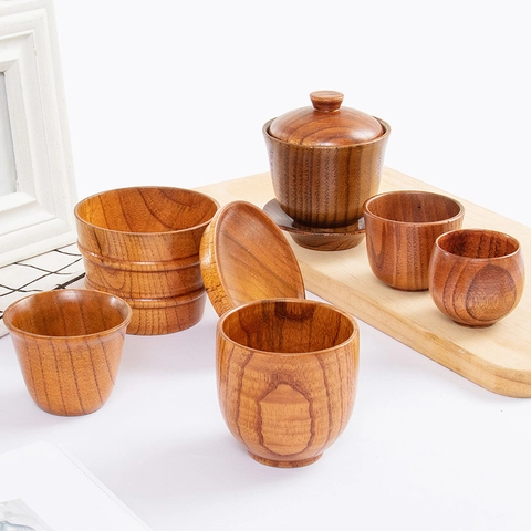 Wooden Mug Jujube Wood Tea Cup Coffee Cup Japanese Style Handmade Natural Grain Drinkware For Home Office Gift Vintage