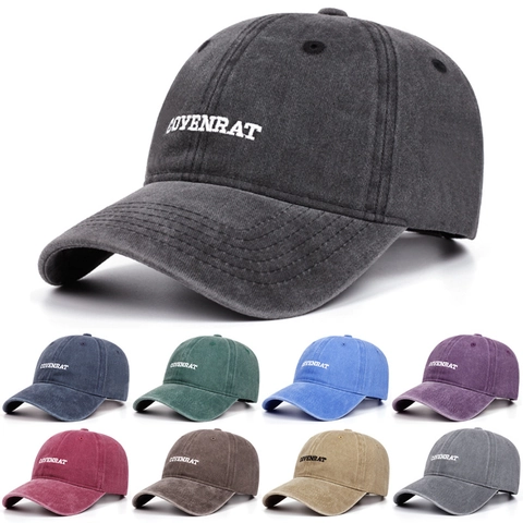 Washed Cotton Baseball Cap Distressed Retro Embroidered Letter Adjustable Sun Hat Casual For Men Women