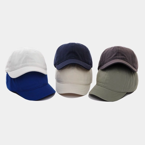 Solid Color Cotton Baseball Cap Short Brim Adjustable Minimalist Retro Sun Protection Duck Tongue Hat For Men Women