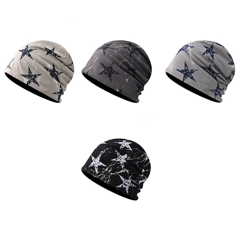 Stern Print Beanie Mütze Baumwolle Strick Marmor Muster Slouchy Skull Cap Für Herren Damen Streetwear Hip Hop