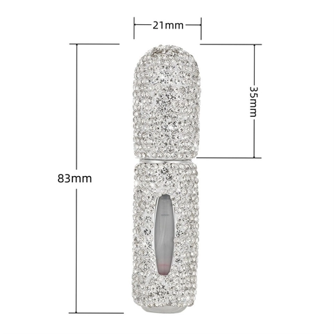 Portable Perfume Atomizer Bottle Rhinestone Encrusted Bottom Refill Spray Empty Travel Cosmetic Container Bling