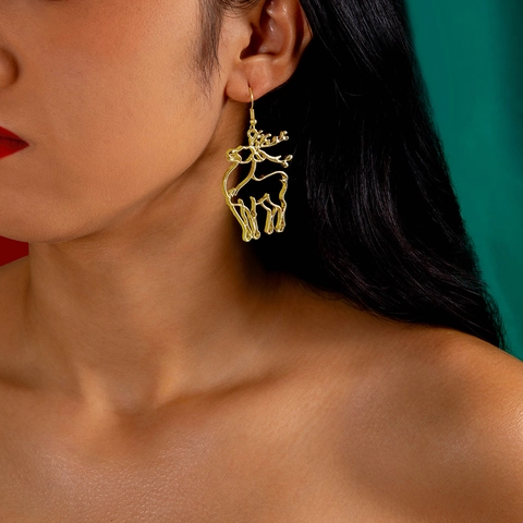 Weihnachten Ohrhänger Goldfarben Legierung Hohl Ausgeschnitten Weihnachtsmann Rentier Glocke Urlaub Schmuck Für Frauen Mädchen