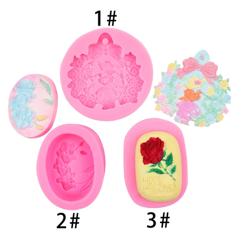Flower Rose Orchid Silicone Mold With Hole For DIY Handmade Soap Aromatherapy Wax Pendant Car Scent Decoration 3D Relief