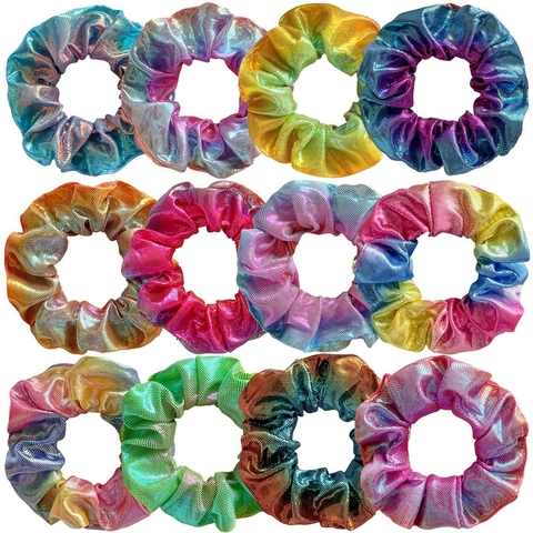 Elastico Per Capelli Metallico Olografico Elastico Iridescente Tessuto Laser Lucido Fermacapelli Per Donne Ragazze