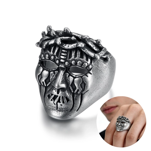 Bague En Acier Inoxydable 316L Punk Masque Couronne D'épines Crâne Rétro Gothique Hip Hop Bijoux Pour Hommes Unisexe