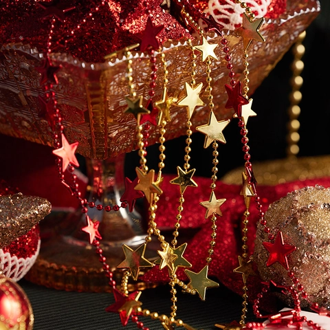 Christmas Bead Chain Garland Star Snowman Icicle Hanging Ornaments Plastic Acrylic Party Tree Decor Holiday Novelty