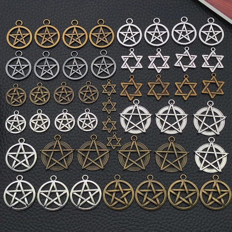 Ciondoli A Stella In Lega Vintage Pendenti Tarot Pentagramma Esagramma Per Creazione Gioielli Collana Bracciale Stile Antico