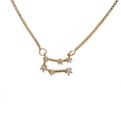 Necklace Copper Cubic Zirconia 12 Constellation Zodiac Pendant Gold Color Box Chain Fashion Women Gift