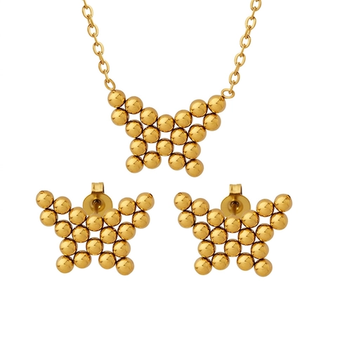 Vlinder Titanium Staal Ketting En Oorbellen Met Strass Verguld Goud Zilver Sieraden Voor Vrouwen Mode Accessoire