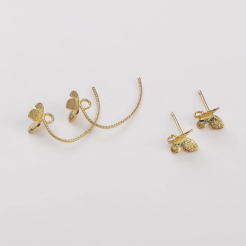 Vlinder Oorknopjes En Haken 14K Verguld Koper Met Zilveren Oorbellenstift Voor DIY Sieraden Maken Accessoires