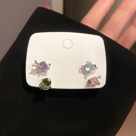 Orecchini A Lobo Stella Luna Farfalla Cuore Pianeta Zircone Rame Gioielli Con Perno In Argento Per Donne