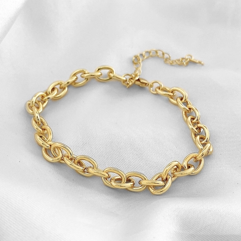 Vintage 18K Vergoldetes Kupfer Gliederketten Armband Für Damen Minimalistisches Schmuck Gliederketten Geschenk