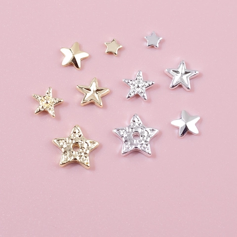 Alloy 3D Pentagram Nail Art Ornaments Mini Metal Stars DIY Manicure Decoration For Women Girls