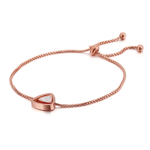 Pulsera Con Colgante De Triángulo De Acero Inoxidable Con Incrustaciones De Circón Cadena Bolo Ajustable Joyería