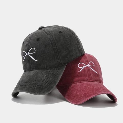 Gorra De Béisbol De Algodón Lavado Con Bordado De Lazo Desgastado Ajustable Transpirable Sombrero Casual Para Mujer