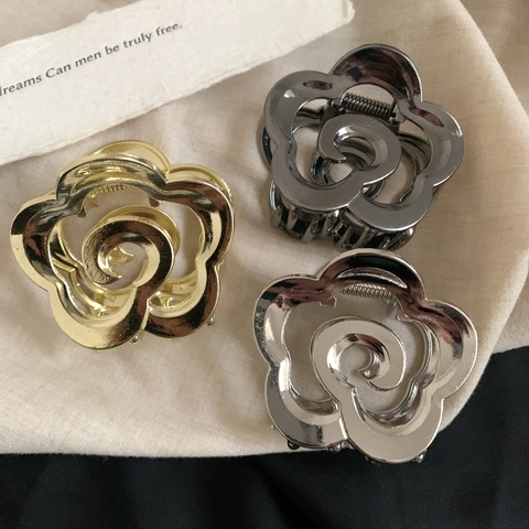 Molletta Per Capelli Rosa In Metallo Lega Spirale Cava Elegante Grande Fermaglio A Squalo Per Donne