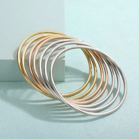 Bracciali Rigidi Minimalisti In Acciaio Inossidabile Da Donna Multistrato Sottili Rotondi Impilabili Gioielli Di Moda