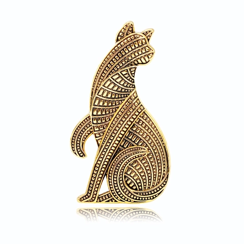 Katzen Brosche Antike Legierung Hohl Graviert Tier Reversnadel Vintage Stil Für Damen Herren Schmuck Accessoires