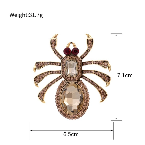 Large Spider Brooch Vintage Alloy Rhinestone Crystal Animal Insect Pin Jewelry For Women Gothic Style Accessory