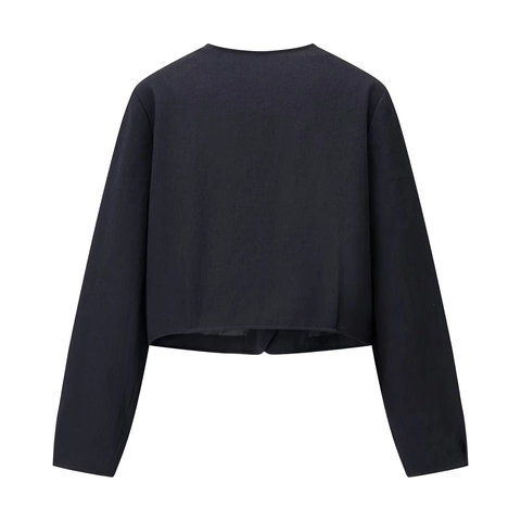 Completo Giacca Alla Moda Da Donna E Pantaloncini A Vita Alta Con Cintura Bottoni Dorati Tinta Unita Chic