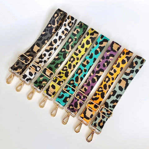 Leopard Print Wide Bag Strap Replacement Polyester Jacquard Adjustable Crossbody Shoulder Handbag Hardware Accessories