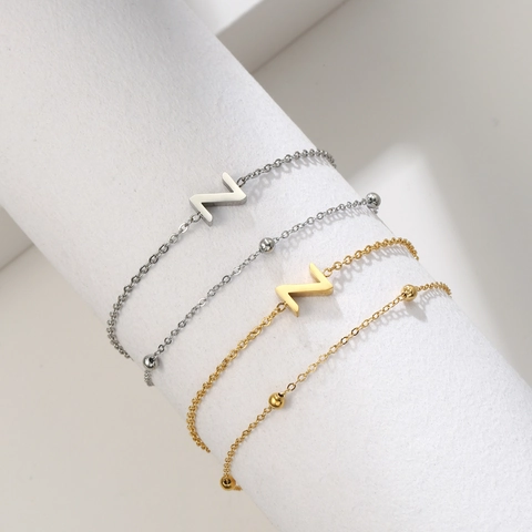 Minimalist Stainless Steel Double Layer Chain Bracelet With Alphabet Pendant Gold Silver Plated Fashion Women Jewelry