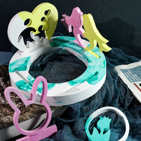 Moldes De Silicona 3D Para Fundición De Resina Epoxi DIY Adornos De Escritorio Conejo Corazón Estrella Flor Forma Decoración Hogar