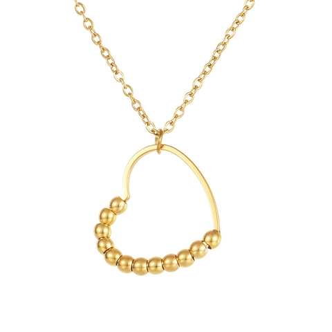 Collana Antistress Perline Ruotabili Acciaio Inossidabile Anti-Ansia Cuore Geometrico Luna Triangolo Ciondolo Gioielli Per Donne Uomini