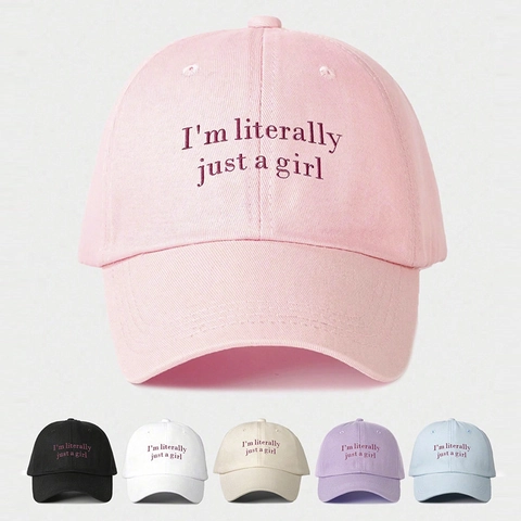 Baseball Cap I'm Literally Just A Girl Embroidered Polyester Adjustable Sun Protection Outdoor Casual Hat For Women
