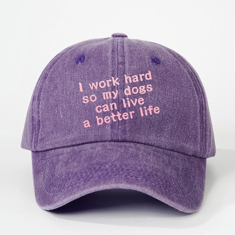 Casquette De Baseball En Coton Lavé Avec Lettres Vintage Ajustable Dad Hat Protection Solaire Sport Plein Air Pour Amoureux Des Chiens