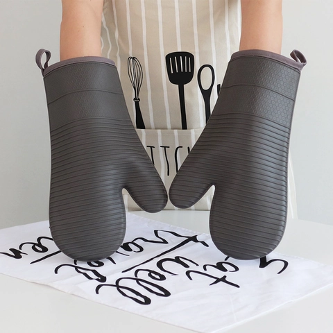 Guanti Da Forno In Silicone Resistenti Al Calore Ispessiti Antiscivolo Impermeabili Con Fodera In Cotone