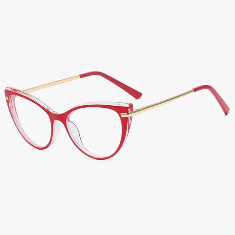 Montura De Gafas Cat Eye Anti Luz Azul TR90 Plástico Patilla Metal Vintage Tendencia Óptica Mujeres