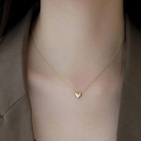 Heart Pendant Necklace 925 Sterling Silver Gold Plated Minimalist French Classic Clavicle Chain For Women