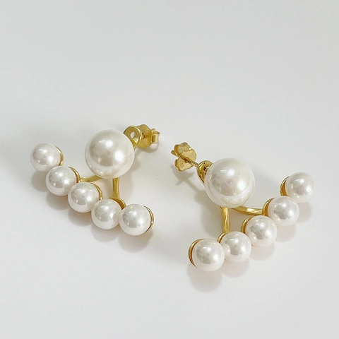 Orecchini A Lobo Con Künstliche Perle A Forma Di Ventaglio Con Perno In Argento Sterling 925 Placcato Oro Gioielli Minimalisti Eleganti Da Donna