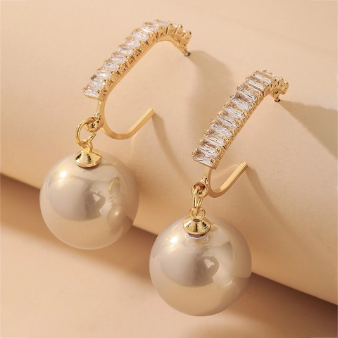 Orecchini Pendenti Künstliche Perle Barocche Con Perno In Argento Sterling 925 Lega Zircone Per Donne