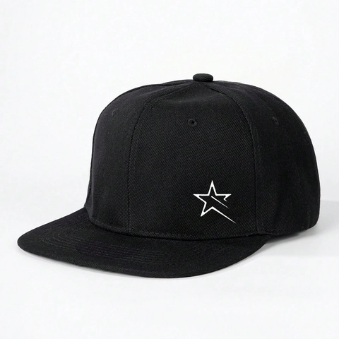 Flat Brim Baseball Cap Sterrenpatroon Snapback Hat Verstelbaar Hip Hop Outdoor Zonbescherming Ademend Polyester Unisex