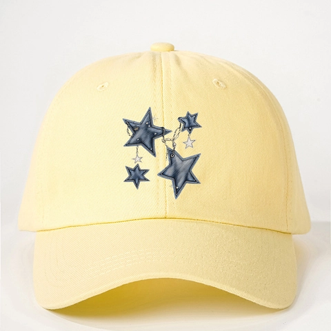 Berretto Da Baseball Con Toppa A Stella Blu Decorazione Catena In Metallo Poliestere Regolabile Protezione Solare Cappello Streetwear Uomo Donna